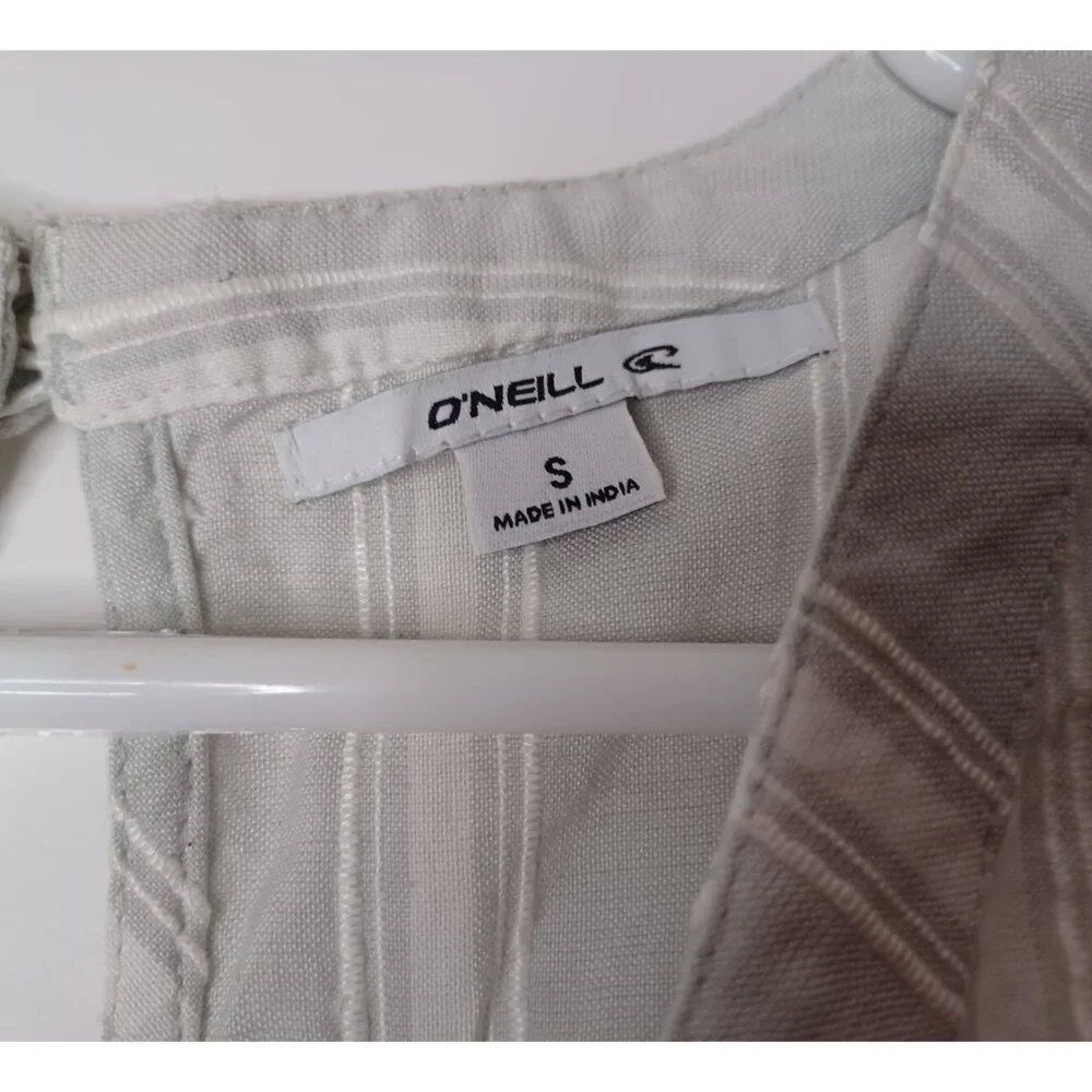O'Neill Stripped Tank Dress Womens Small V Neck Back Button MSRP $54.00 - Picture 3 of 5